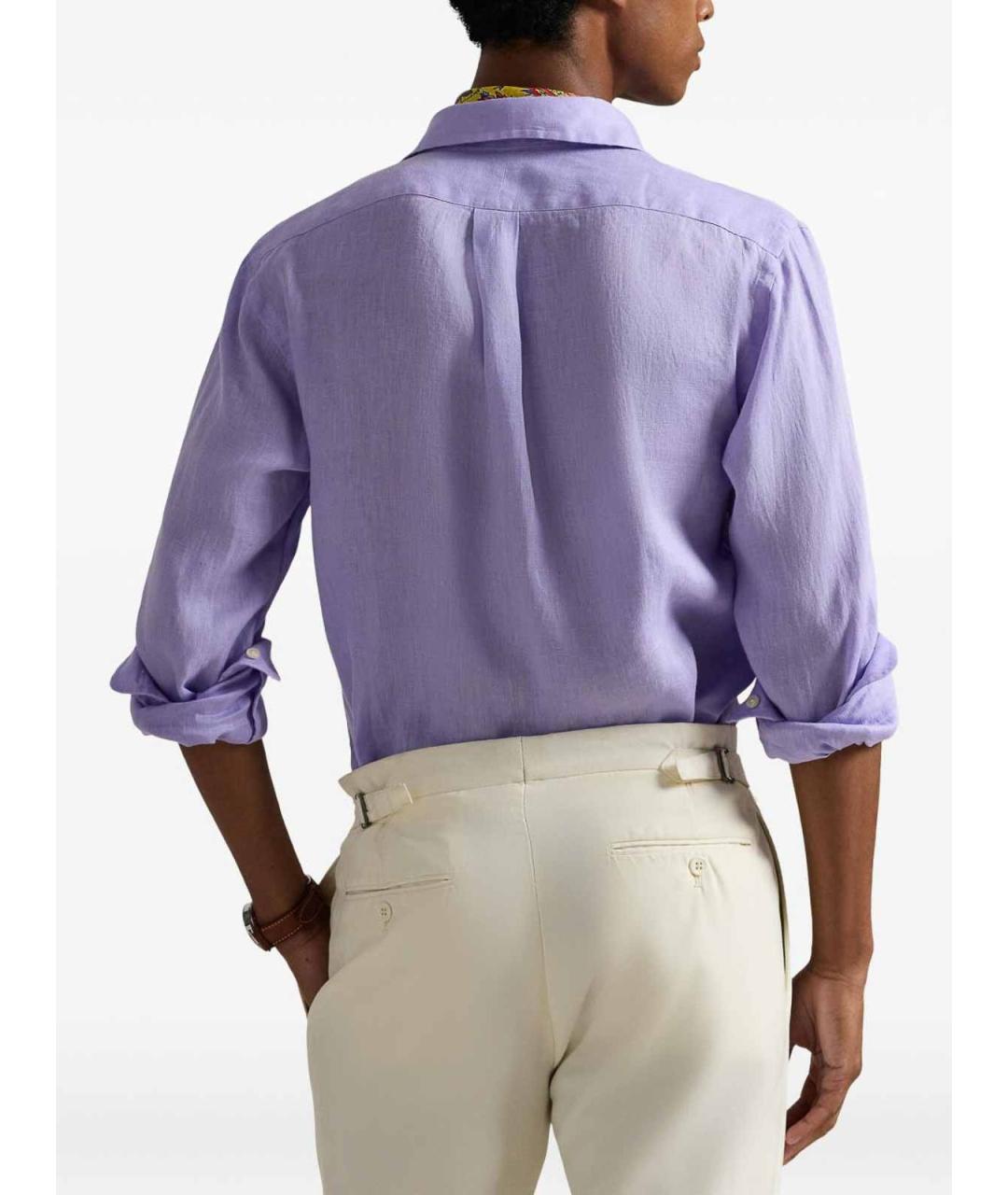 POLO RALPH LAUREN Фиолетовая льняная кэжуал рубашка, фото 3