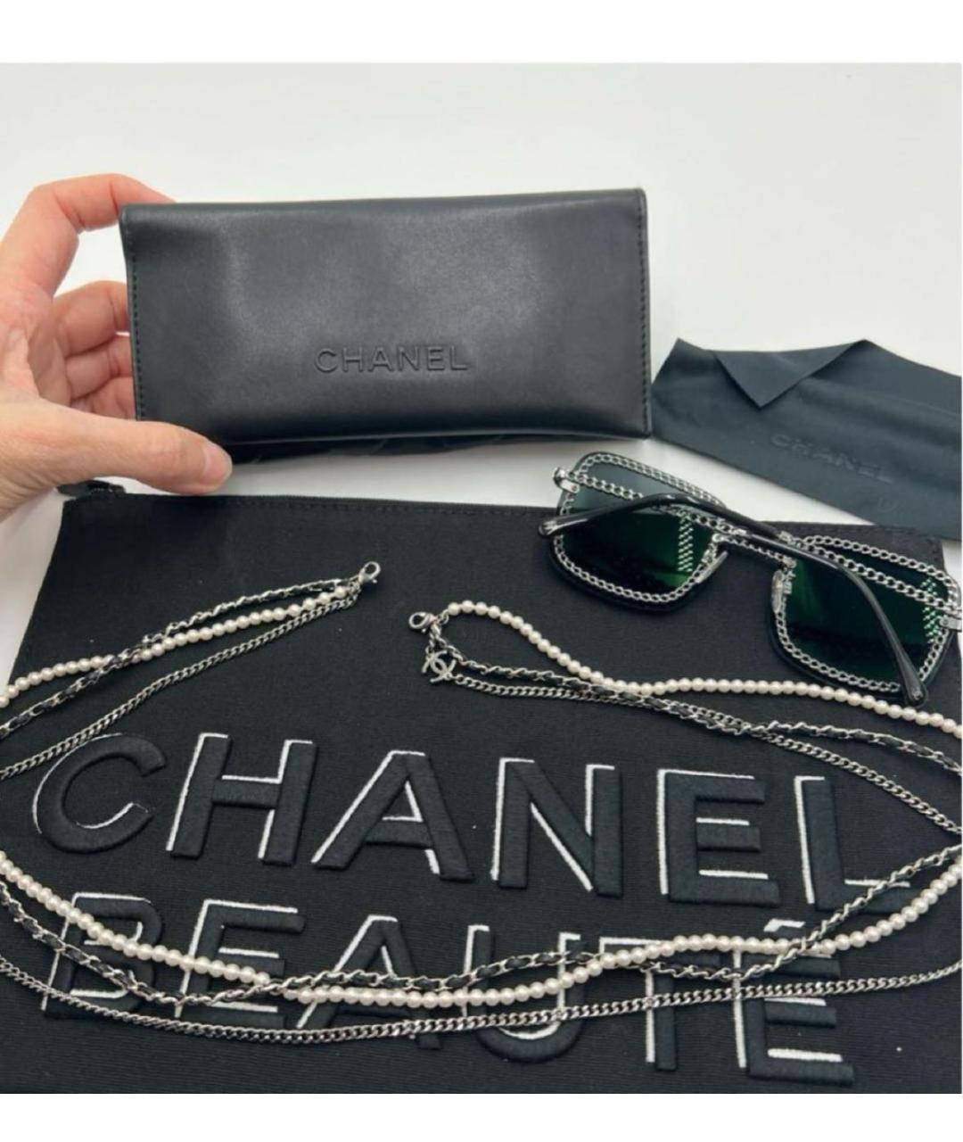 CHANEL Черные металлические солнцезащитные очки, фото 2