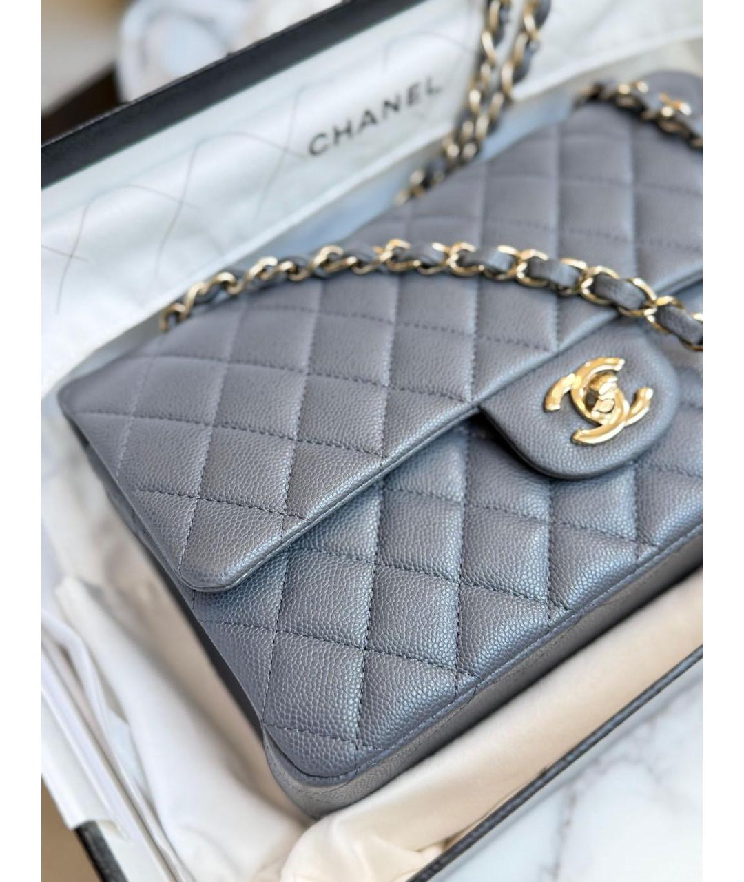 CHANEL Серая кожаная сумка через плечо, фото 6