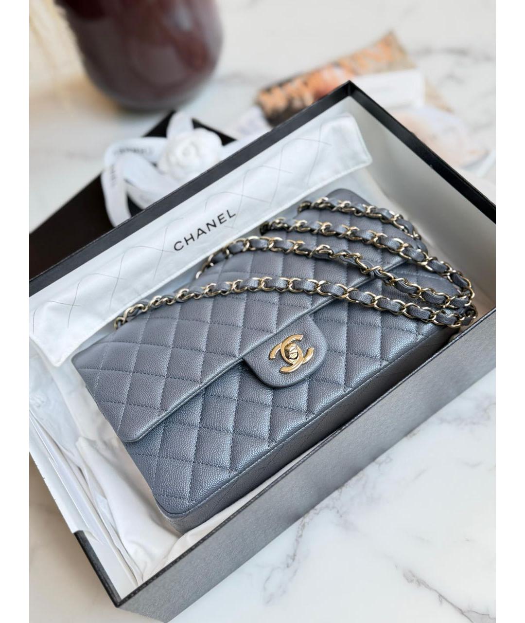 CHANEL Серая кожаная сумка через плечо, фото 8