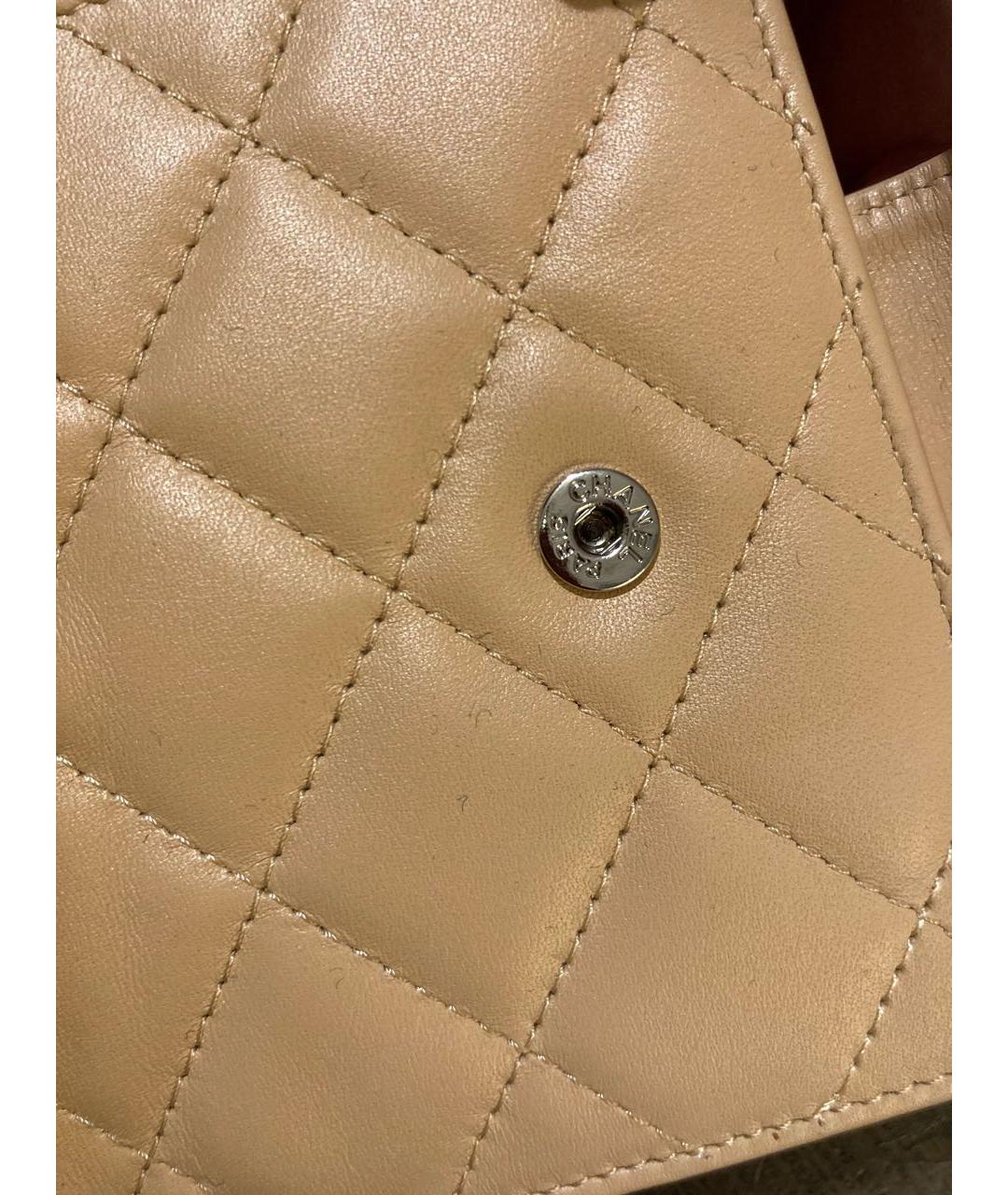 CHANEL Бежевый кожаный кошелек, фото 4
