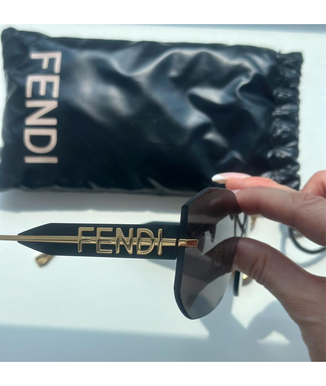 FENDI Черные металлические солнцезащитные очки, фото 4