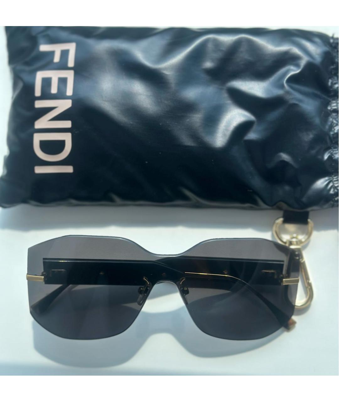 FENDI Черные металлические солнцезащитные очки, фото 3