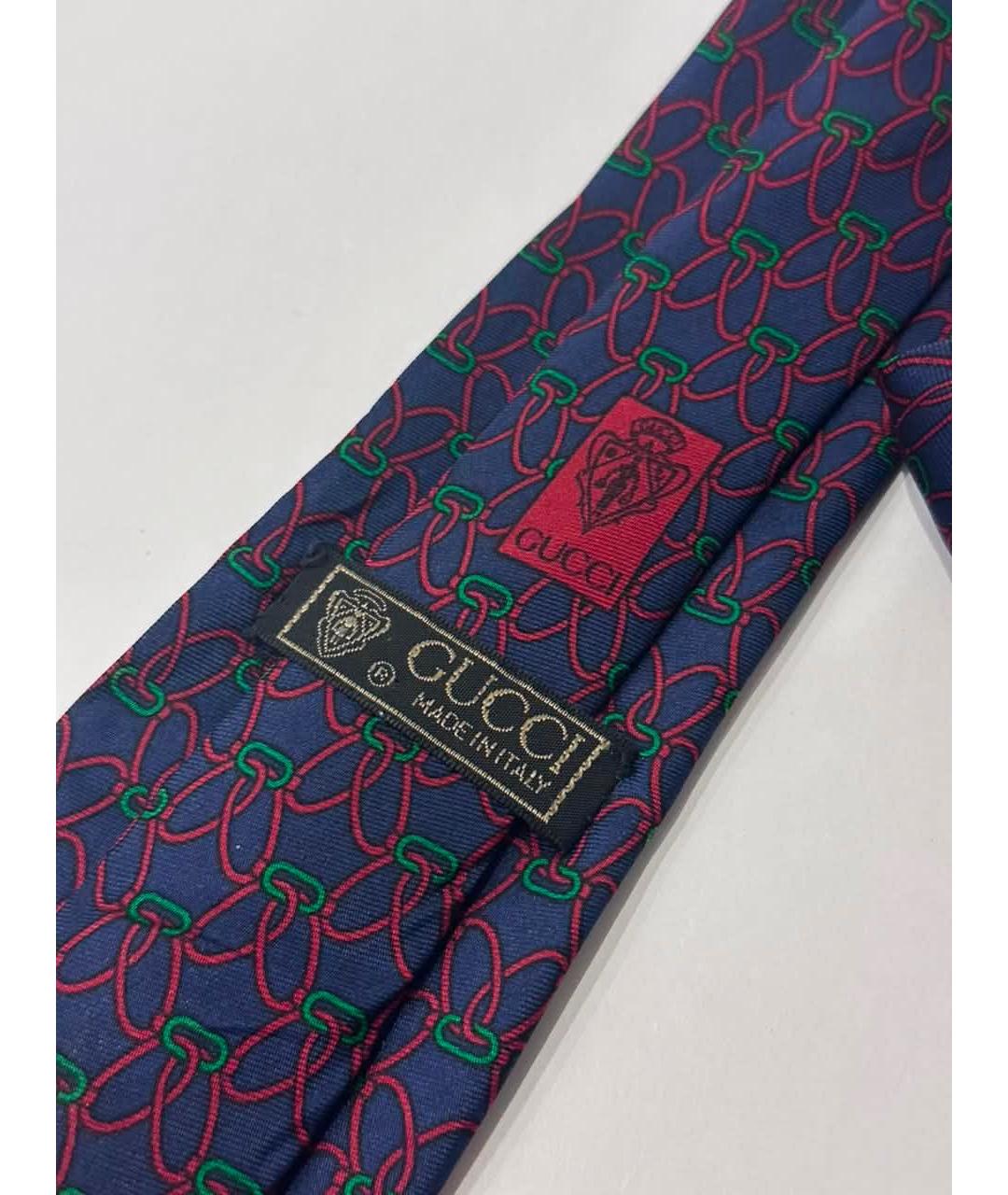 GUCCI Темно-синий шелковый галстук, фото 3