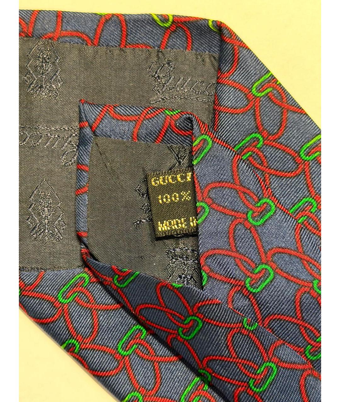 GUCCI Темно-синий шелковый галстук, фото 6