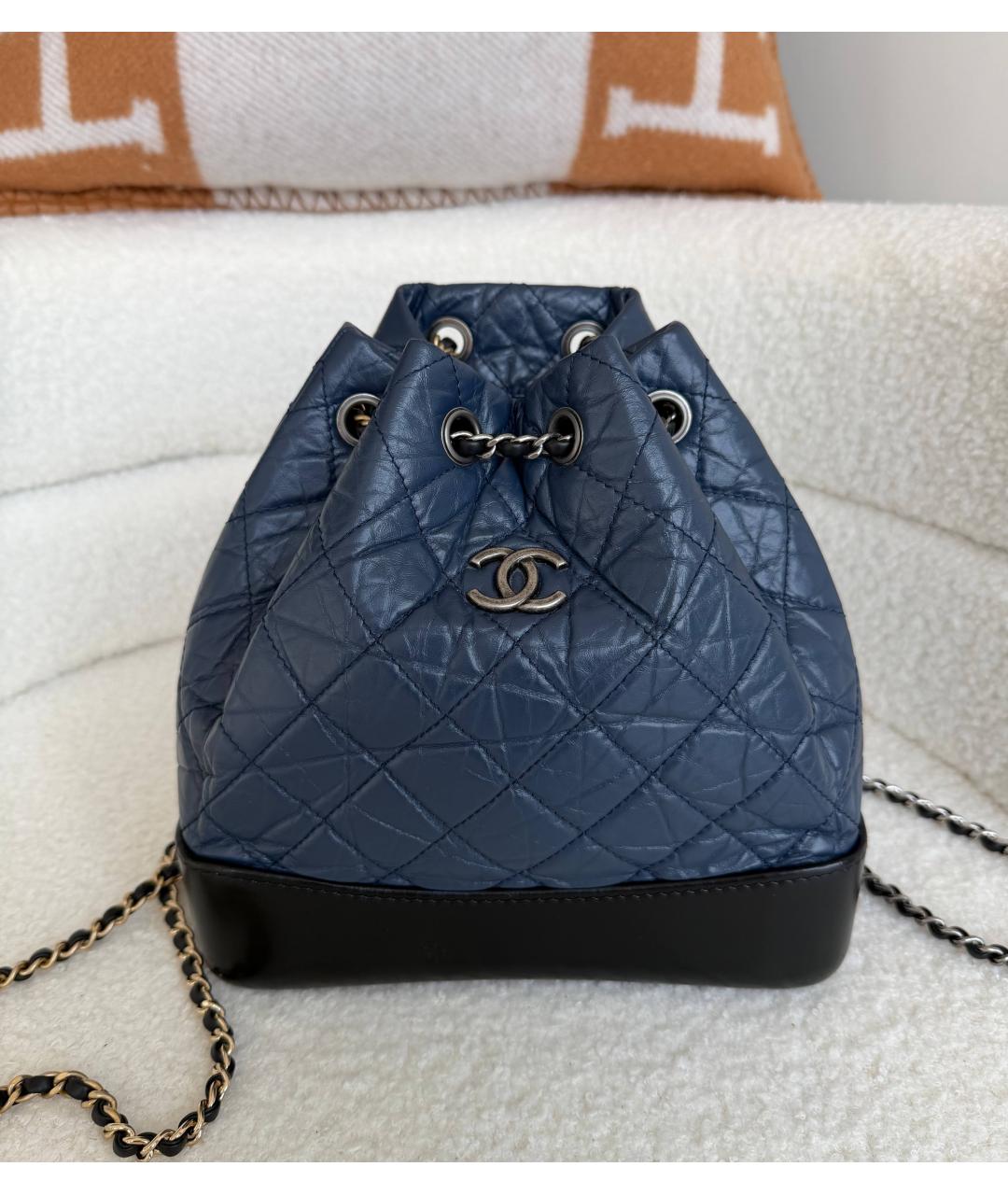 CHANEL Синий кожаный рюкзак, фото 6