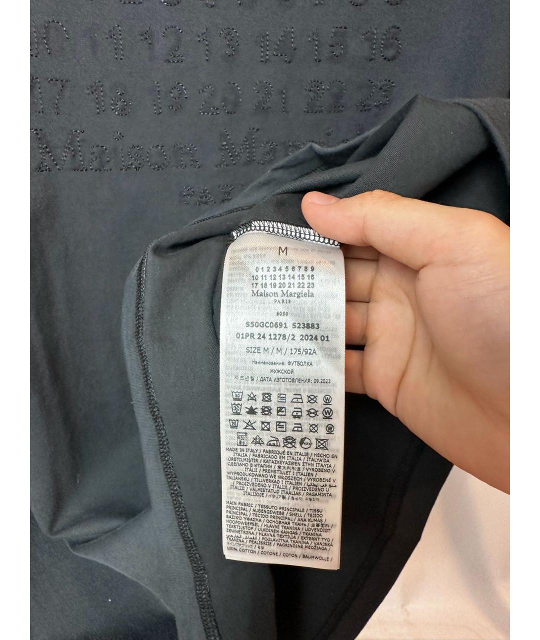 MAISON MARGIELA Черная хлопковая футболка, фото 5