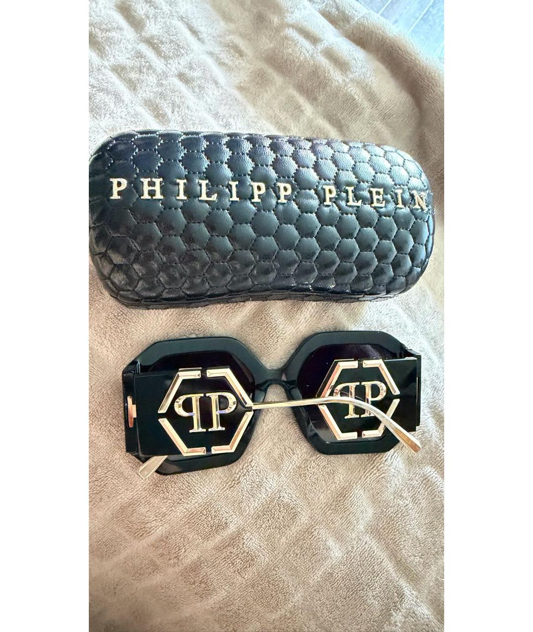 PHILIPP PLEIN Черные пластиковые солнцезащитные очки, фото 3