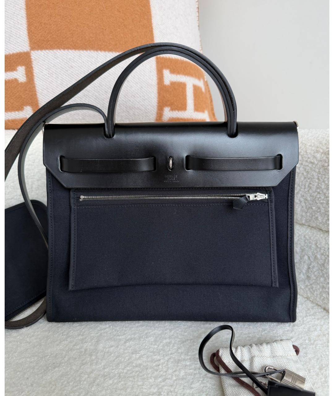 HERMES Черная тканевая сумка через плечо, фото 3