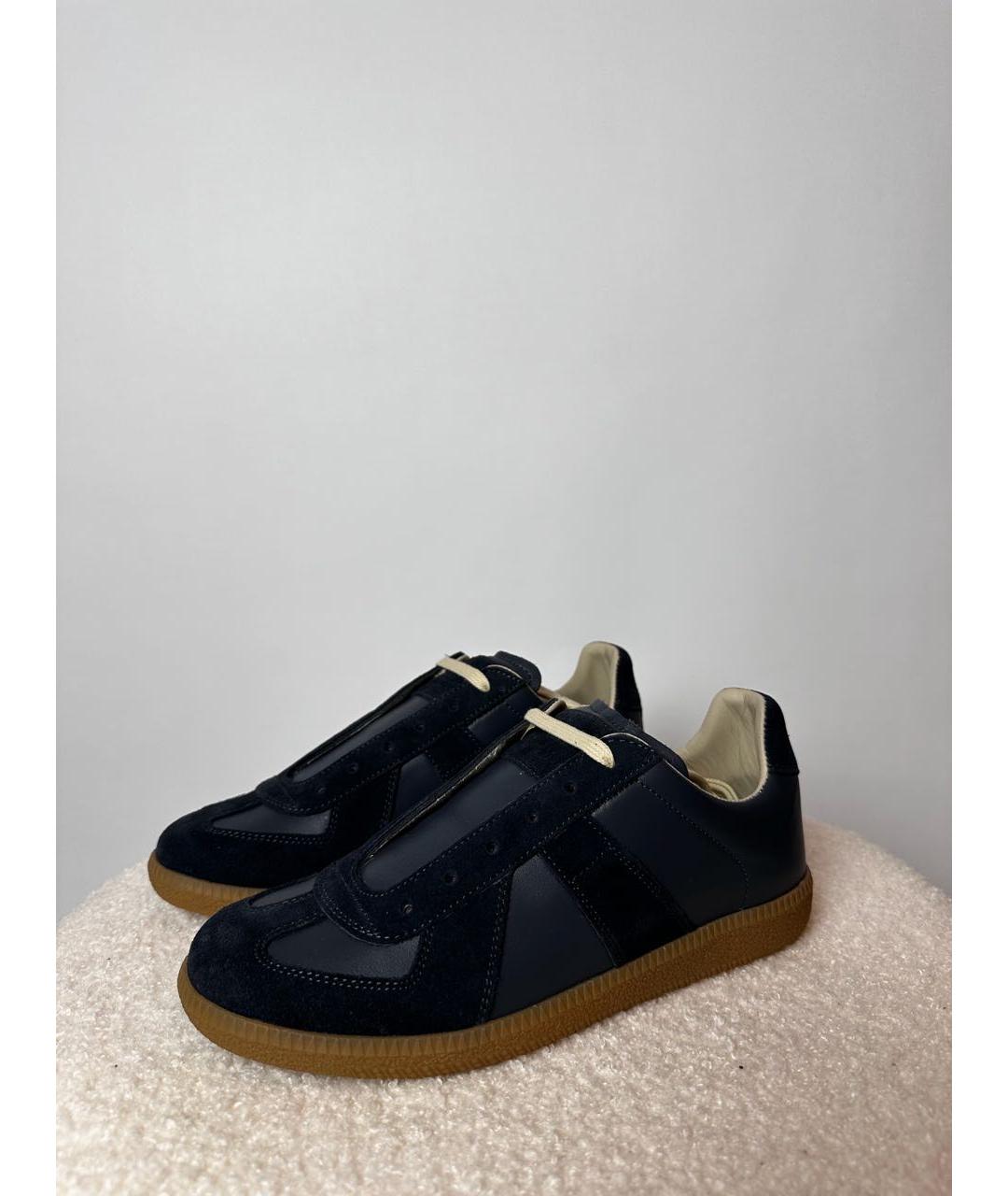 MAISON MARGIELA Темно-синие кожаные кеды, фото 2
