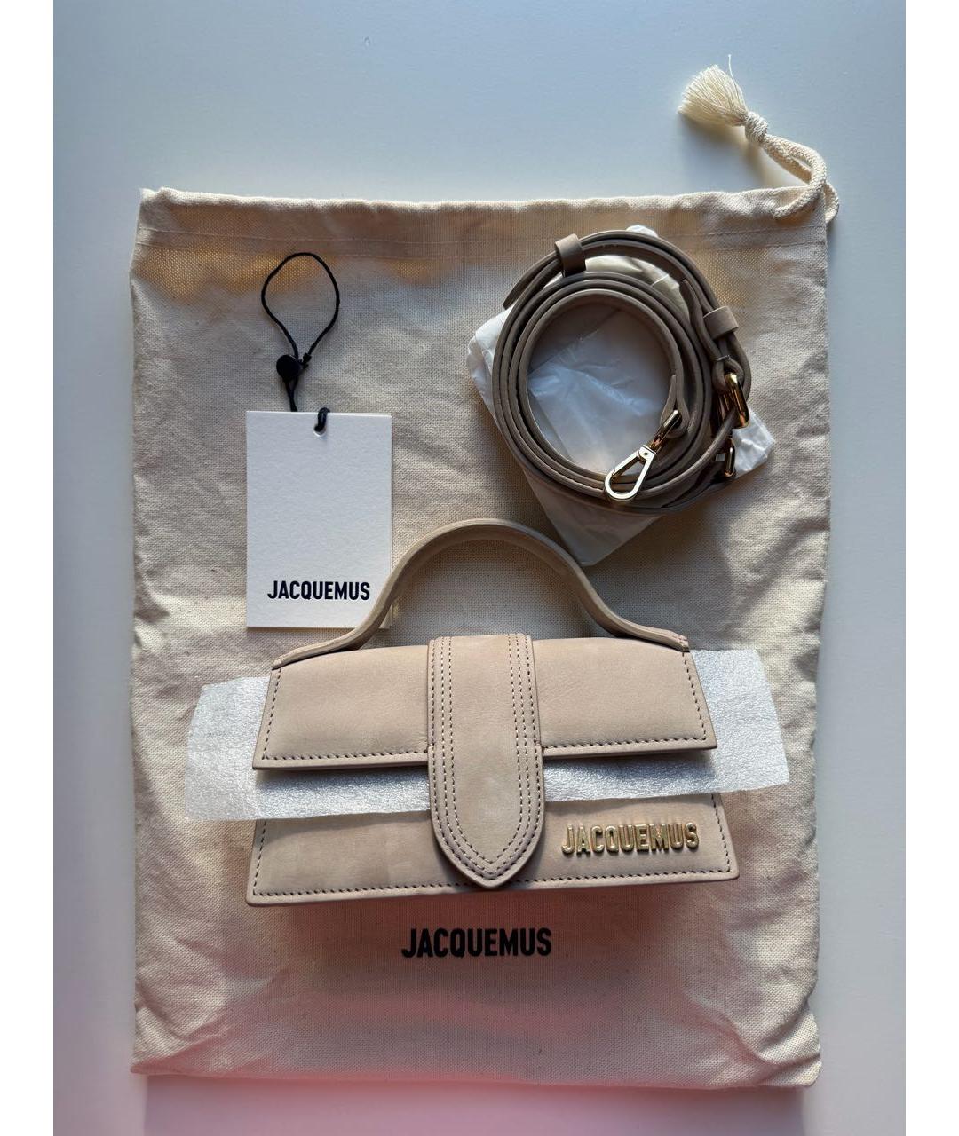 JACQUEMUS Бежевая замшевая сумка через плечо, фото 2
