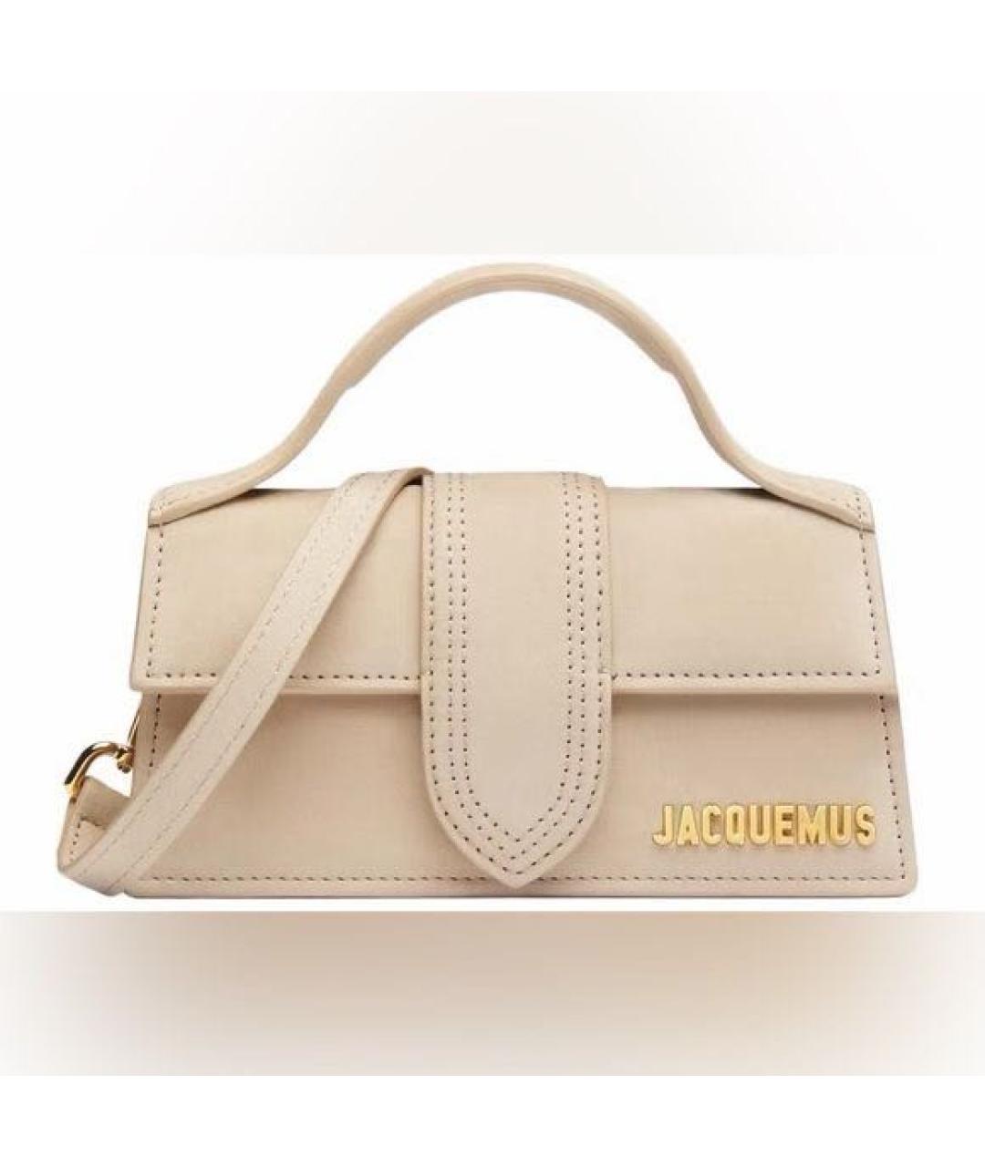 JACQUEMUS Бежевая замшевая сумка через плечо, фото 9