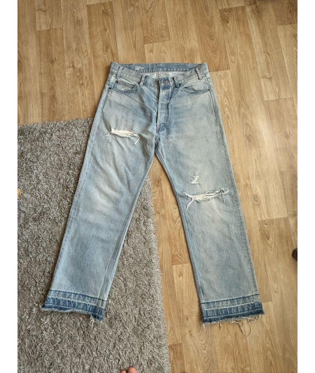 CELINE Голубые хлопковые прямые джинсы, фото 6