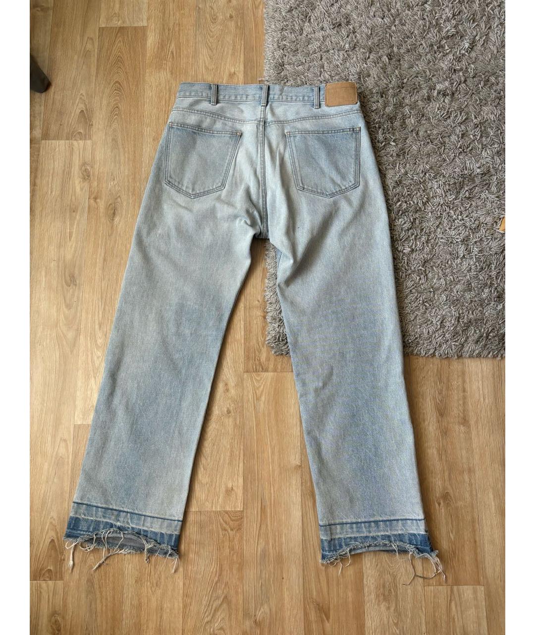CELINE Голубые хлопковые прямые джинсы, фото 2