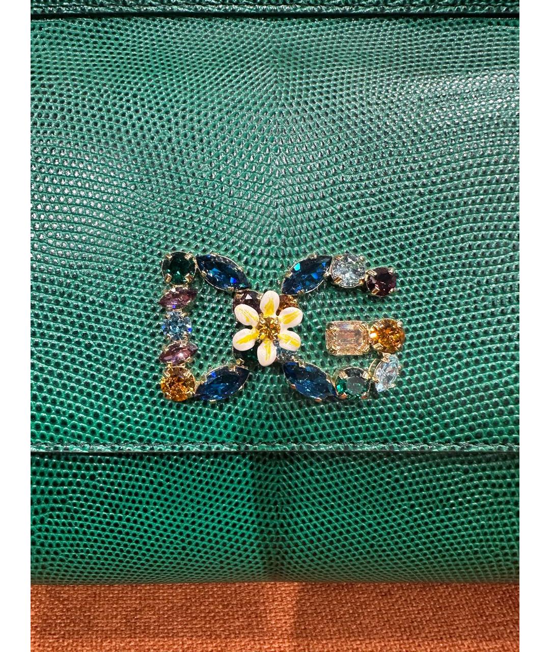 DOLCE&GABBANA Зеленая кожаная сумка с короткими ручками, фото 5