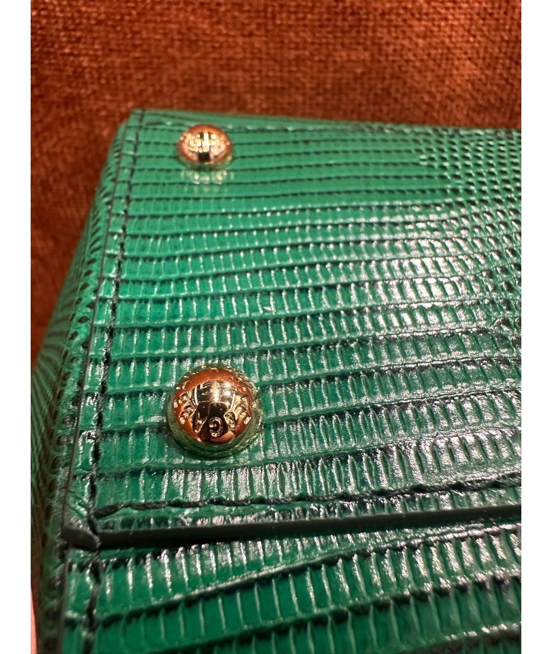 DOLCE&GABBANA Зеленая кожаная сумка с короткими ручками, фото 7