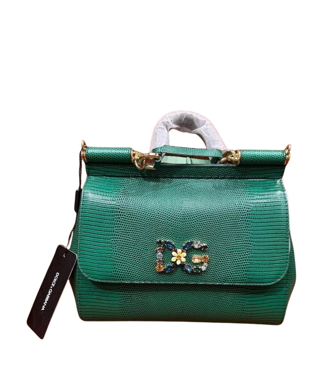 DOLCE&GABBANA Зеленая кожаная сумка с короткими ручками, фото 1