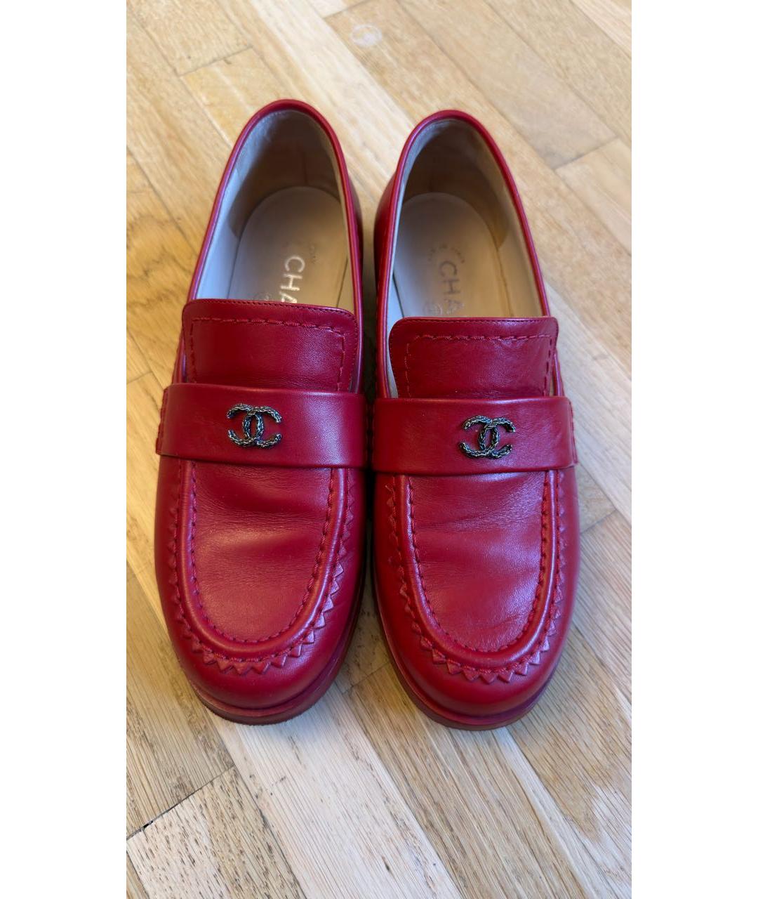 CHANEL Красные кожаные лоферы, фото 2