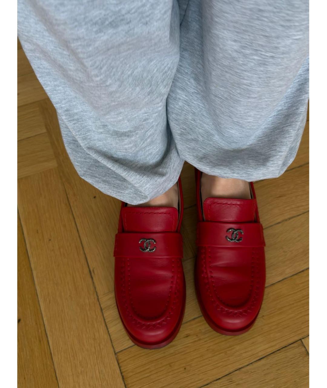CHANEL Красные кожаные лоферы, фото 6