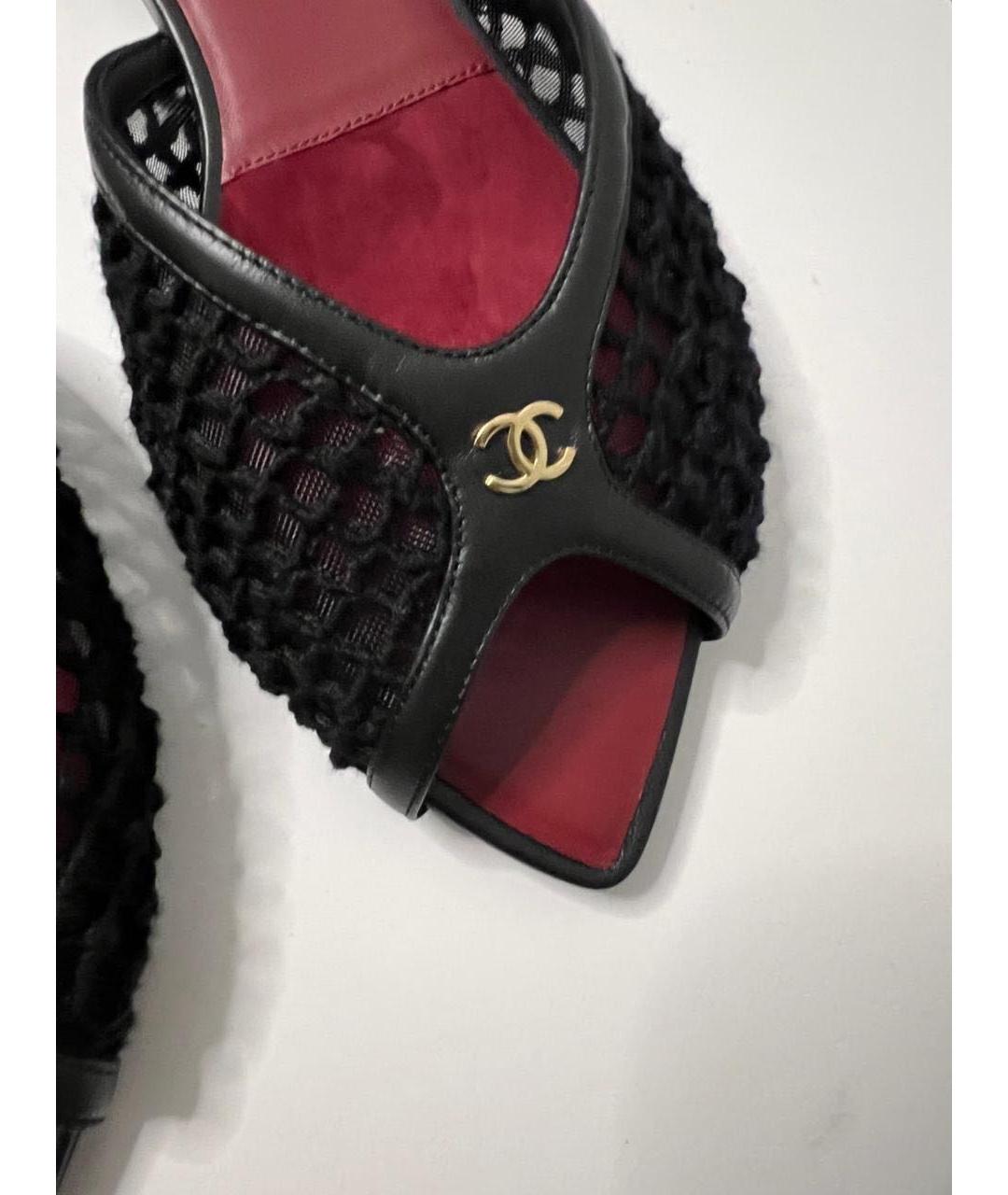 CHANEL Черные текстильные мюли, фото 3