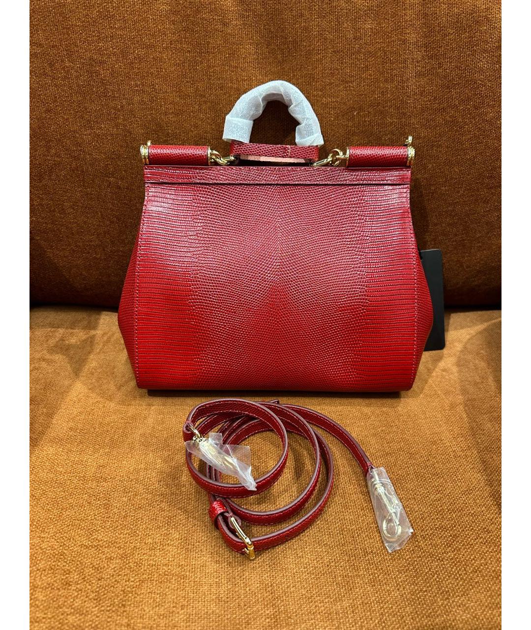 DOLCE&GABBANA Красная кожаная сумка с короткими ручками, фото 3