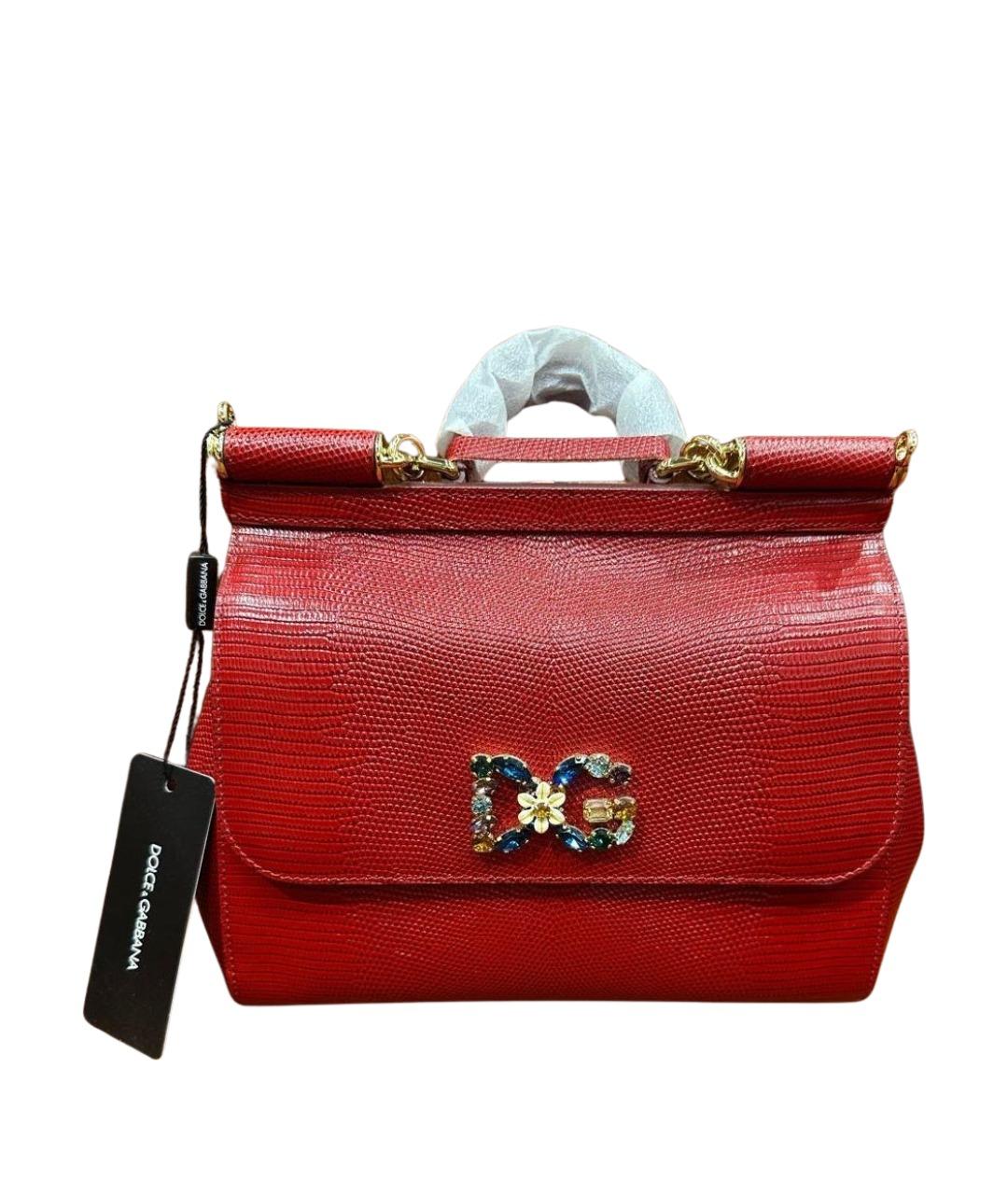 DOLCE&GABBANA Красная кожаная сумка с короткими ручками, фото 1