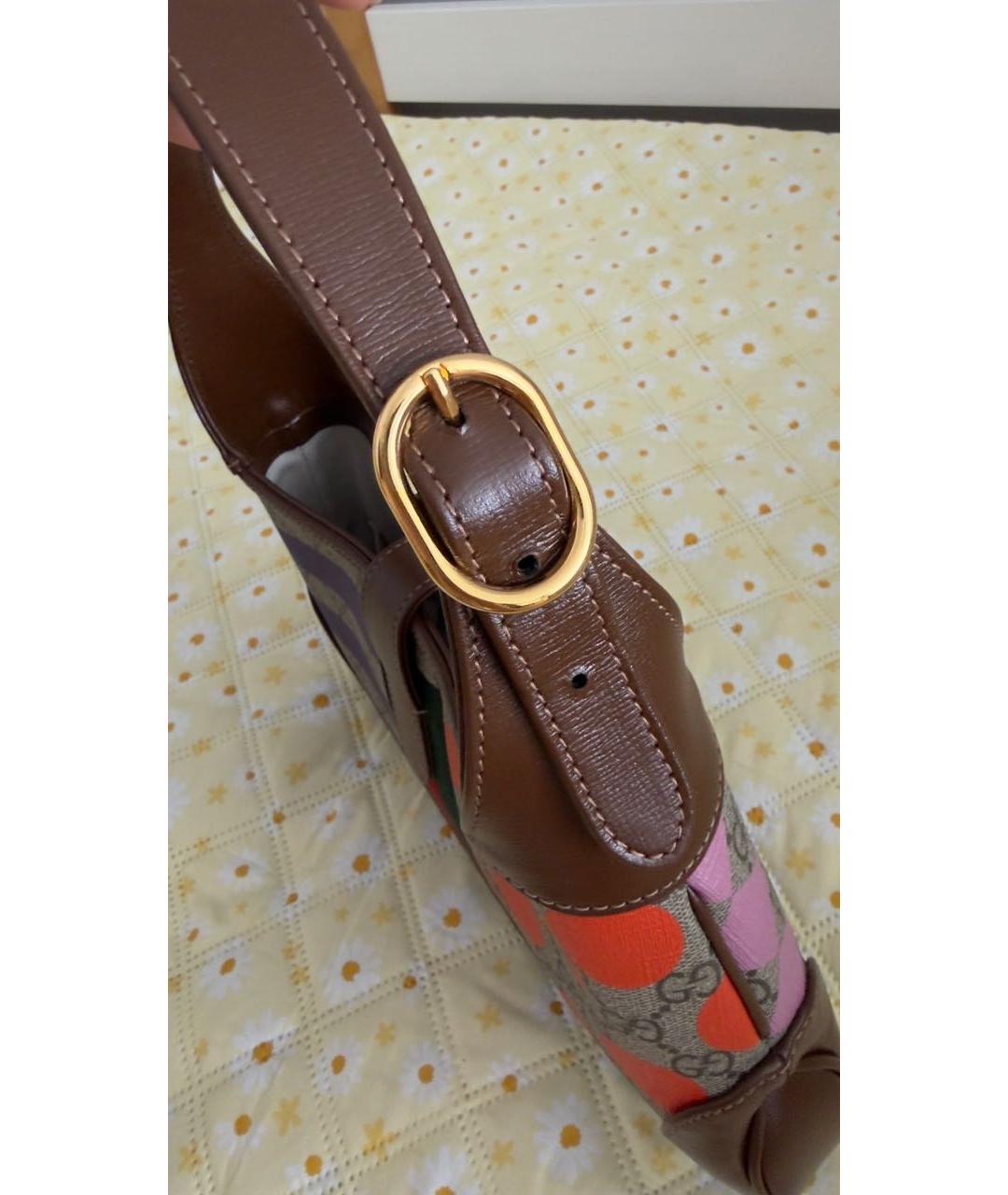 GUCCI Коричневая кожаная сумка через плечо, фото 6