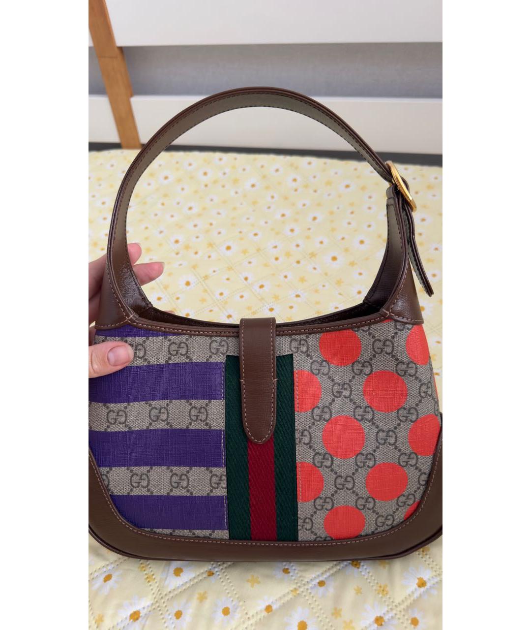 GUCCI Коричневая кожаная сумка через плечо, фото 5