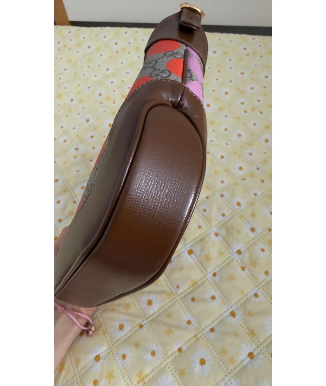 GUCCI Коричневая кожаная сумка через плечо, фото 4