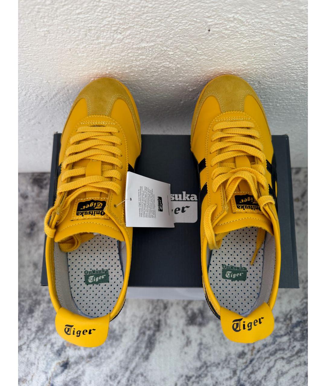 ONITSUKA TIGER Желтые кожаные низкие кроссовки / кеды, фото 3