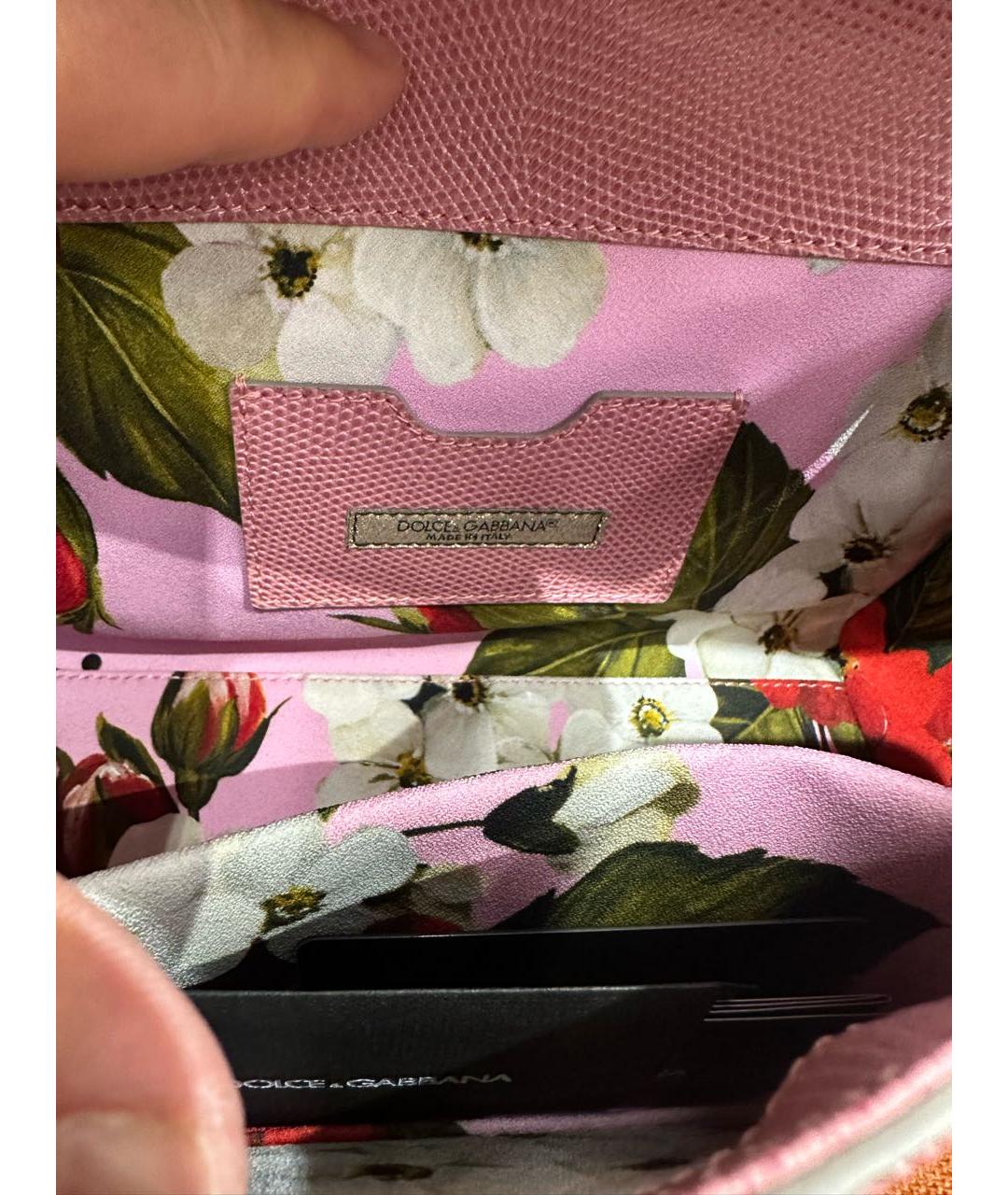 DOLCE&GABBANA Розовая кожаная сумка с короткими ручками, фото 5