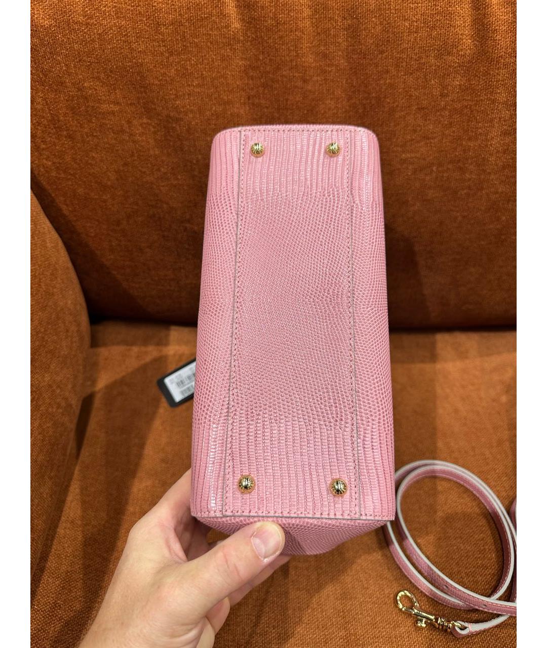 DOLCE&GABBANA Розовая кожаная сумка с короткими ручками, фото 6