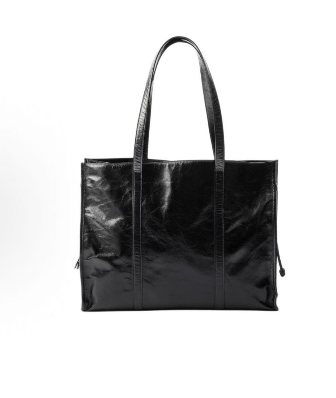PRADA Черная сумка тоут из лакированной кожи, фото 2