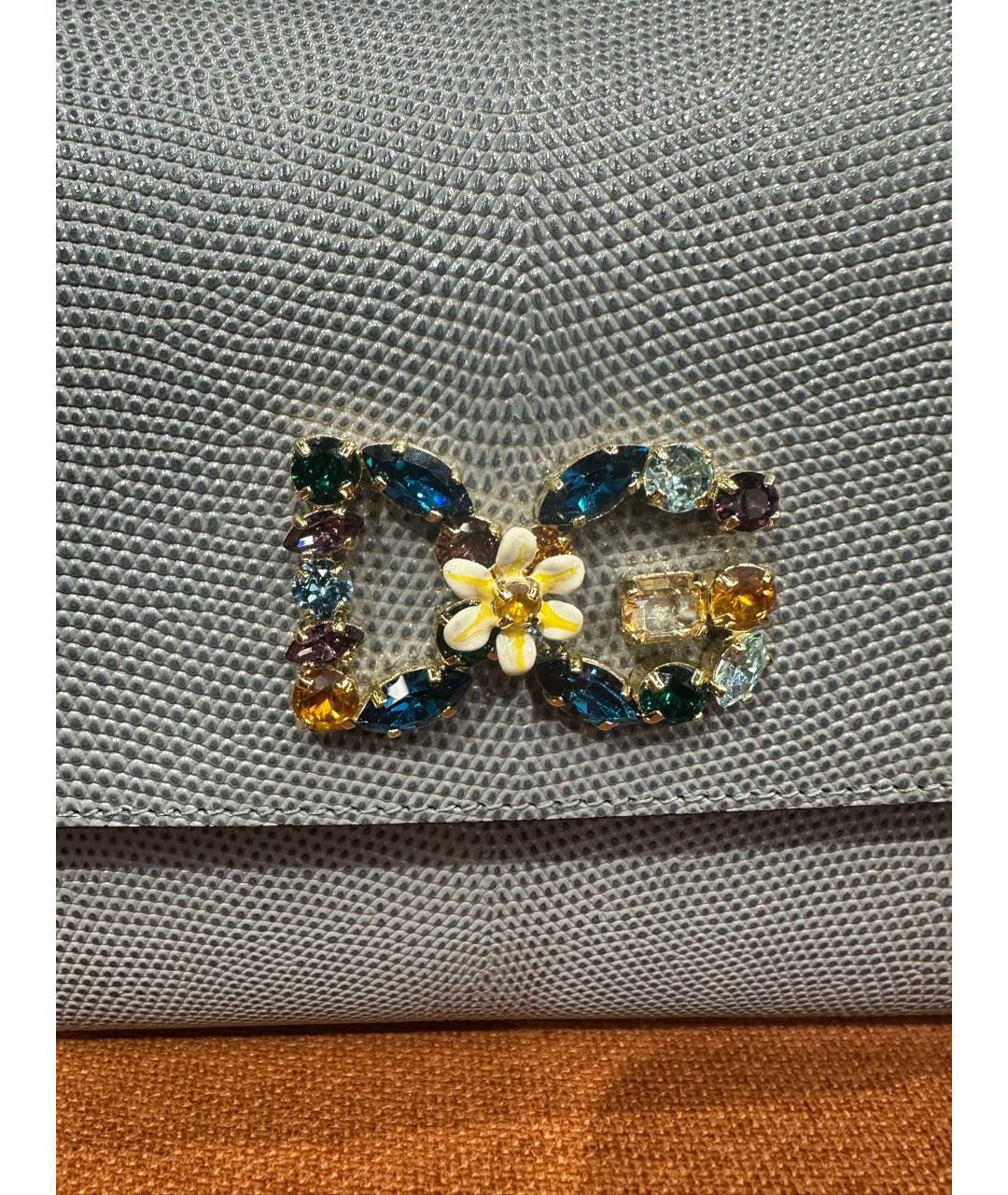 DOLCE&GABBANA Серая кожаная сумка с короткими ручками, фото 5
