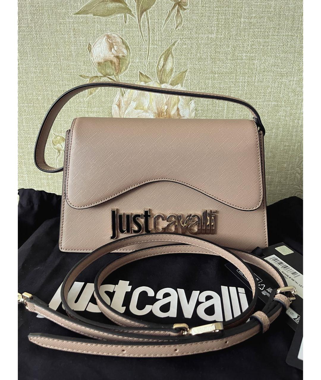 JUST CAVALLI Бежевая сумка с короткими ручками из искусственной кожи, фото 7
