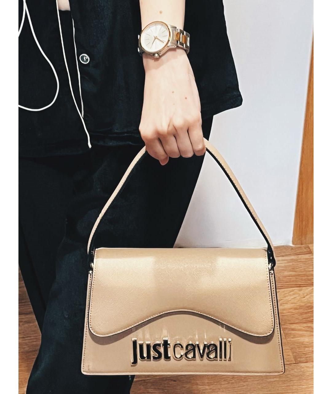 JUST CAVALLI Бежевая сумка с короткими ручками из искусственной кожи, фото 5