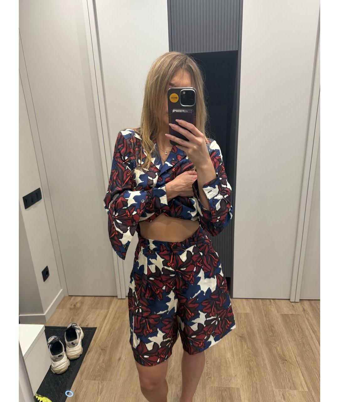 WEEKEND MAX MARA Мульти шелковый костюм с брюками, фото 7