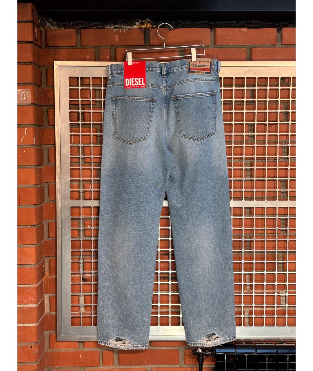 DIESEL Голубые хлопковые прямые джинсы, фото 8