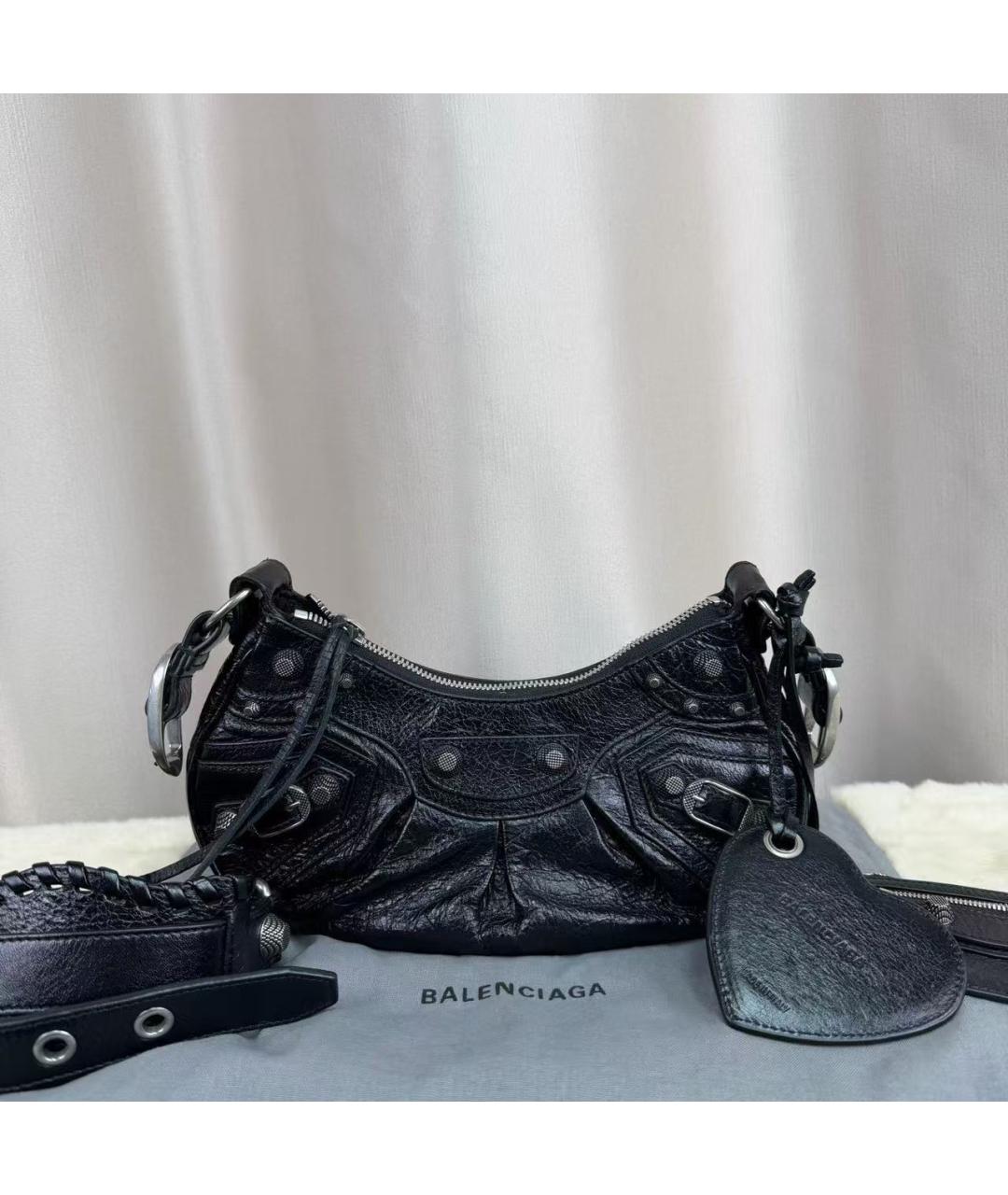 BALENCIAGA Черная кожаная сумка через плечо, фото 10