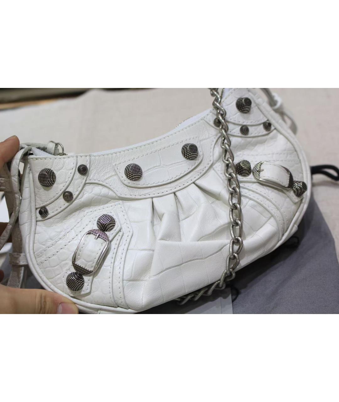 BALENCIAGA Белая кожаная сумка через плечо, фото 4
