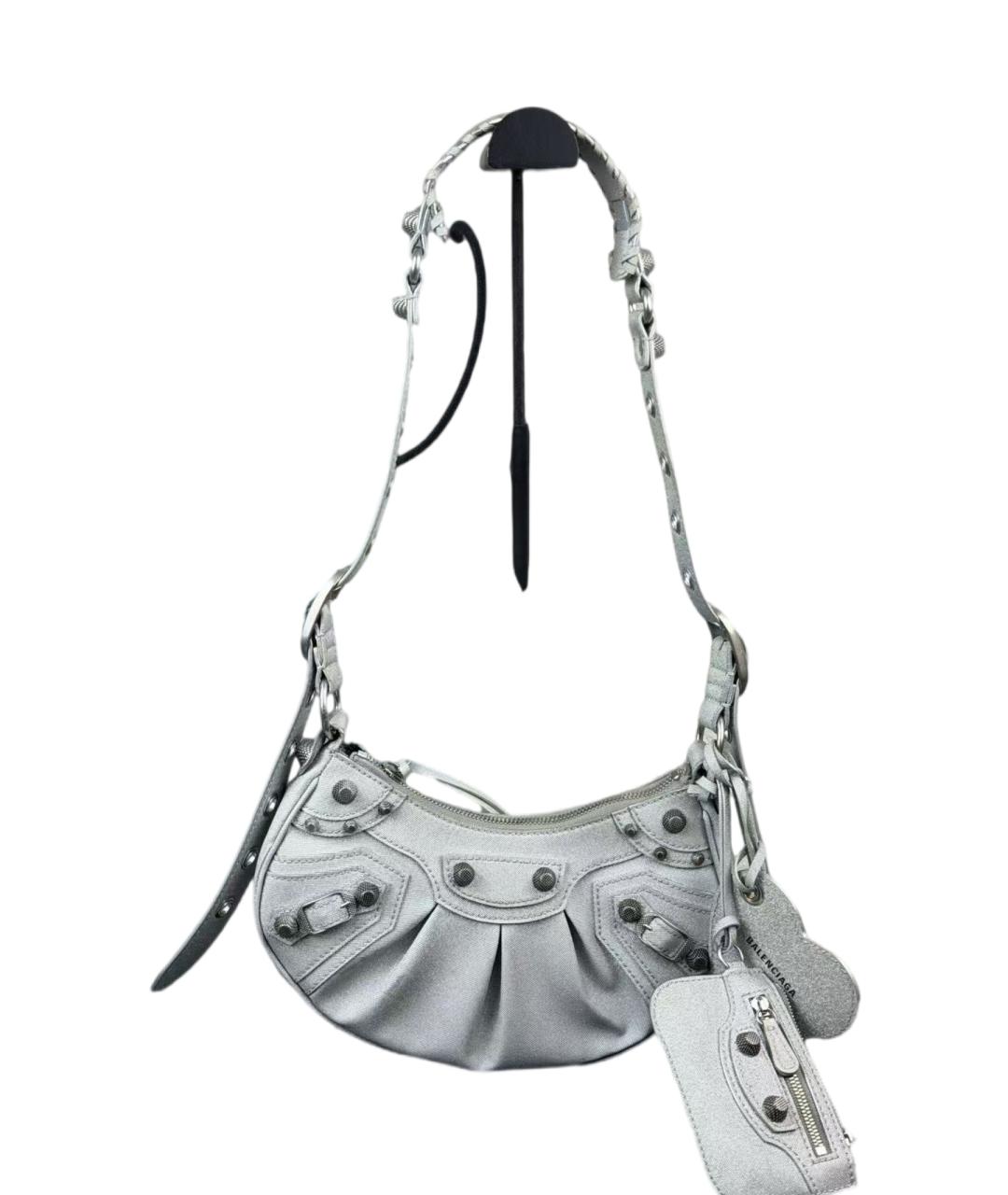 BALENCIAGA Серебряная кожаная сумка через плечо, фото 1
