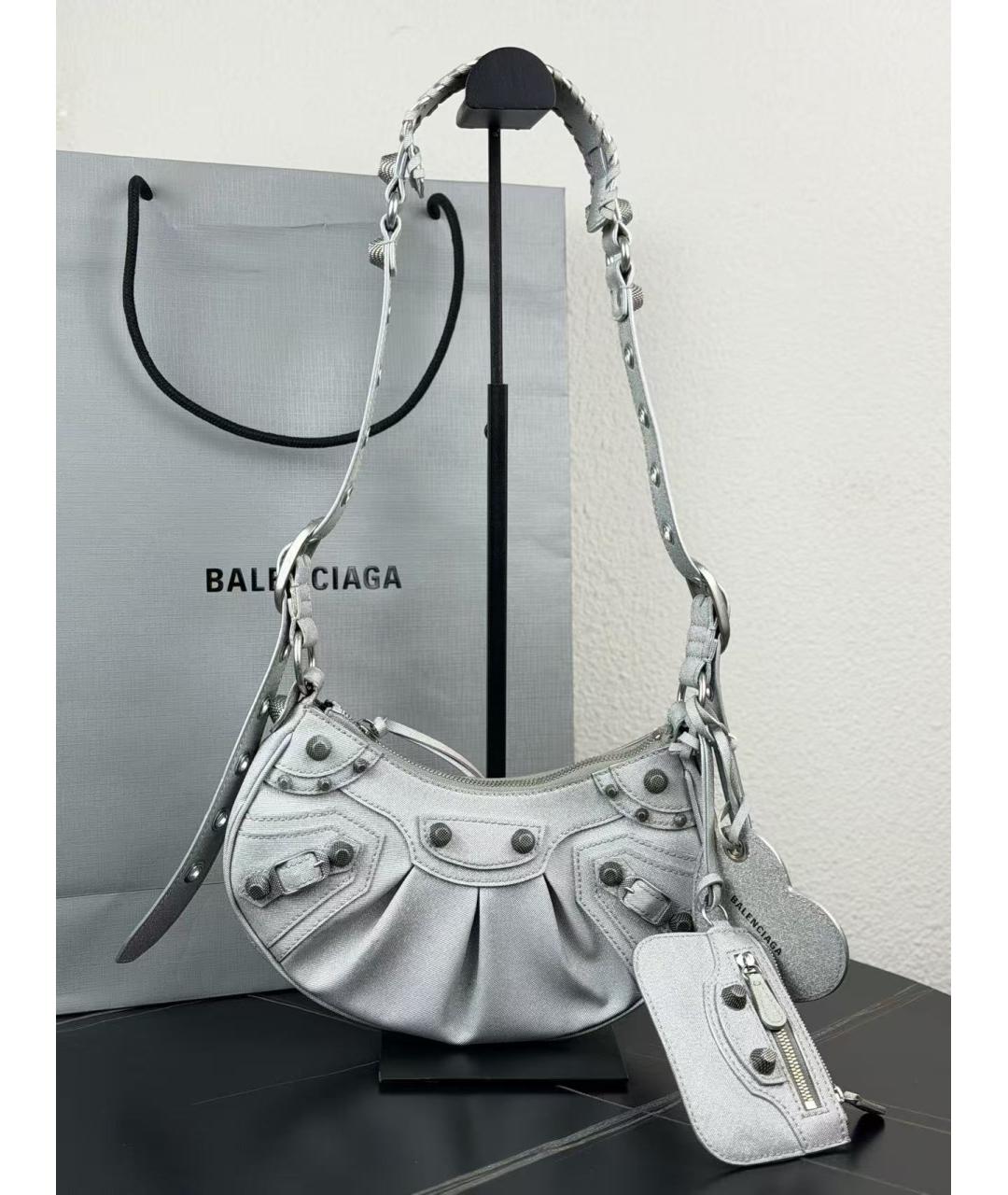 BALENCIAGA Серебряная кожаная сумка через плечо, фото 2
