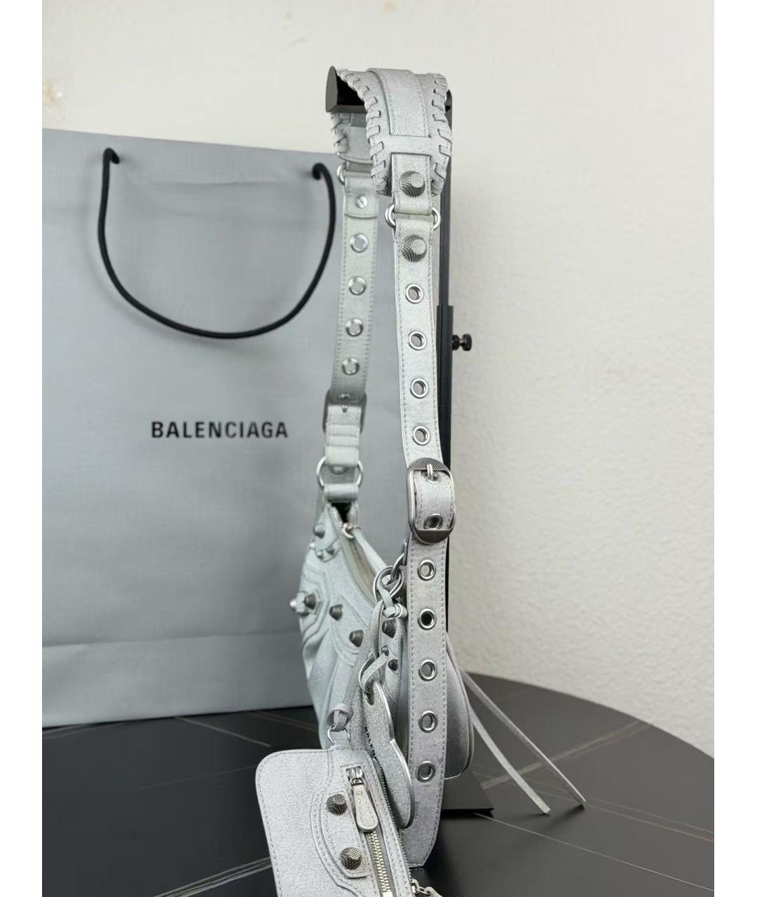 BALENCIAGA Серебряная кожаная сумка через плечо, фото 4
