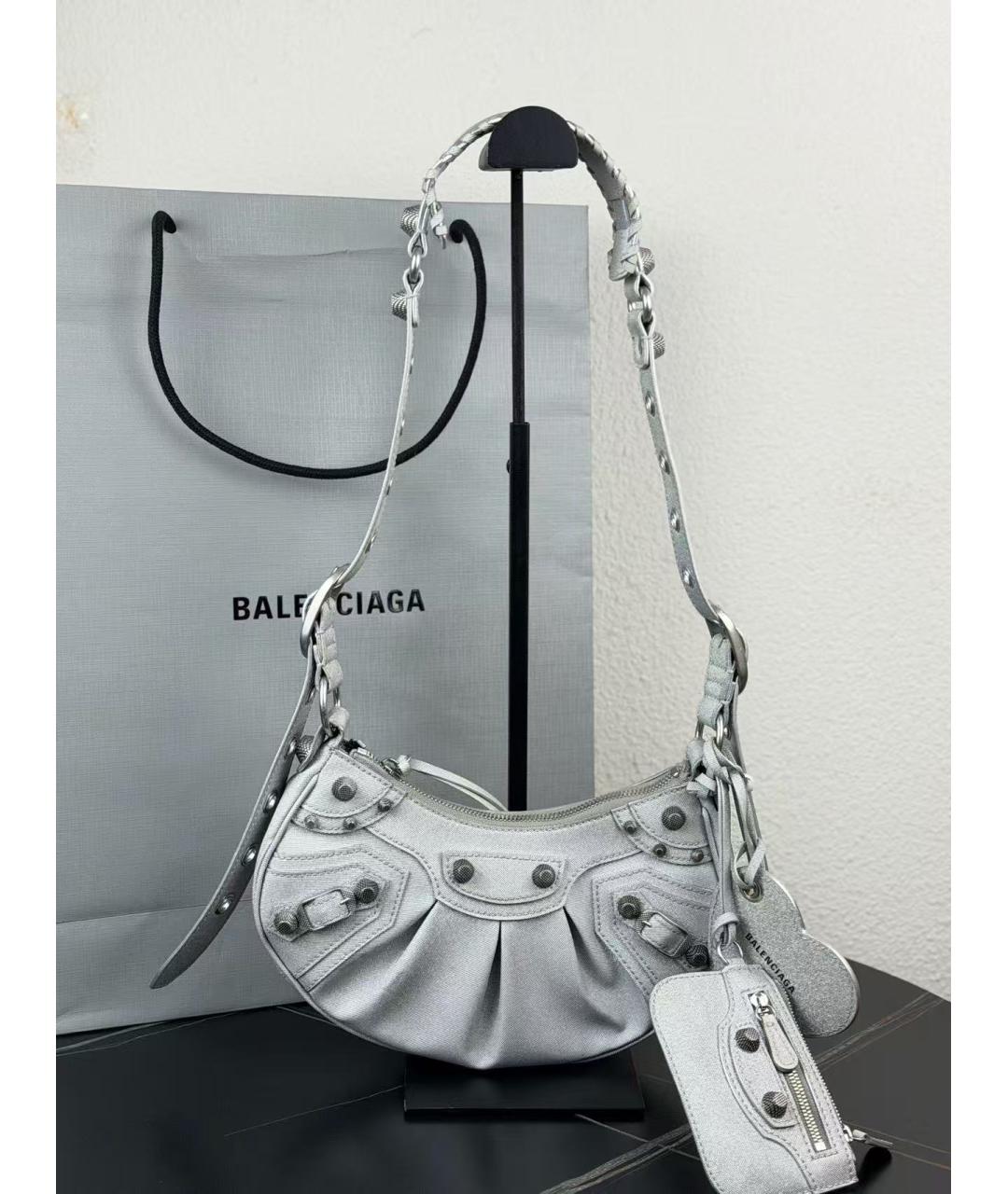 BALENCIAGA Серебряная кожаная сумка через плечо, фото 3