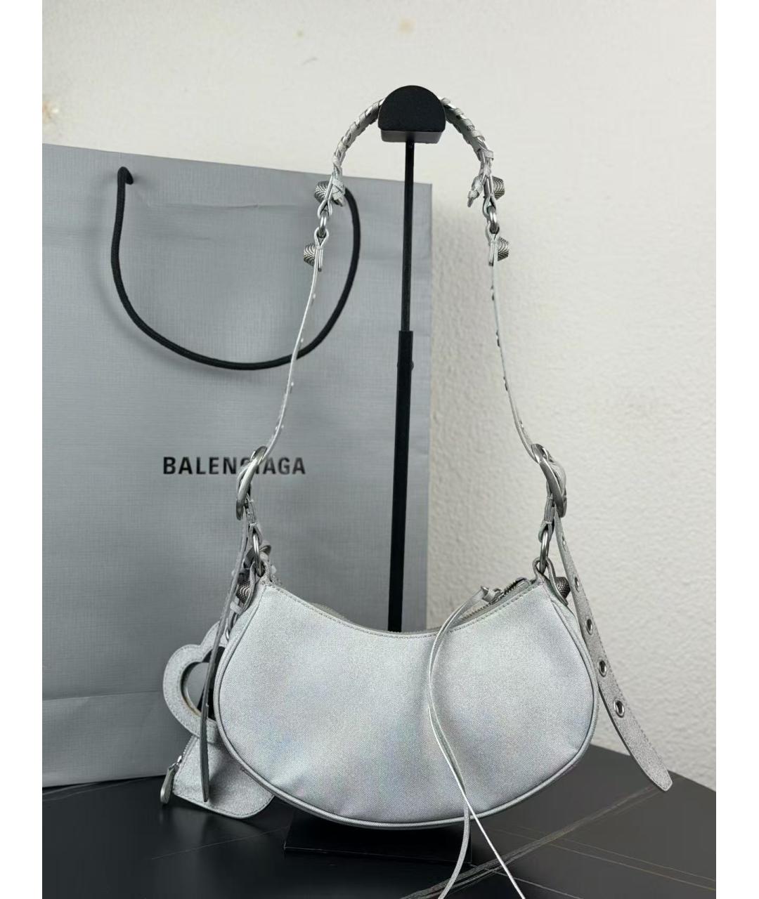 BALENCIAGA Серебряная кожаная сумка через плечо, фото 5