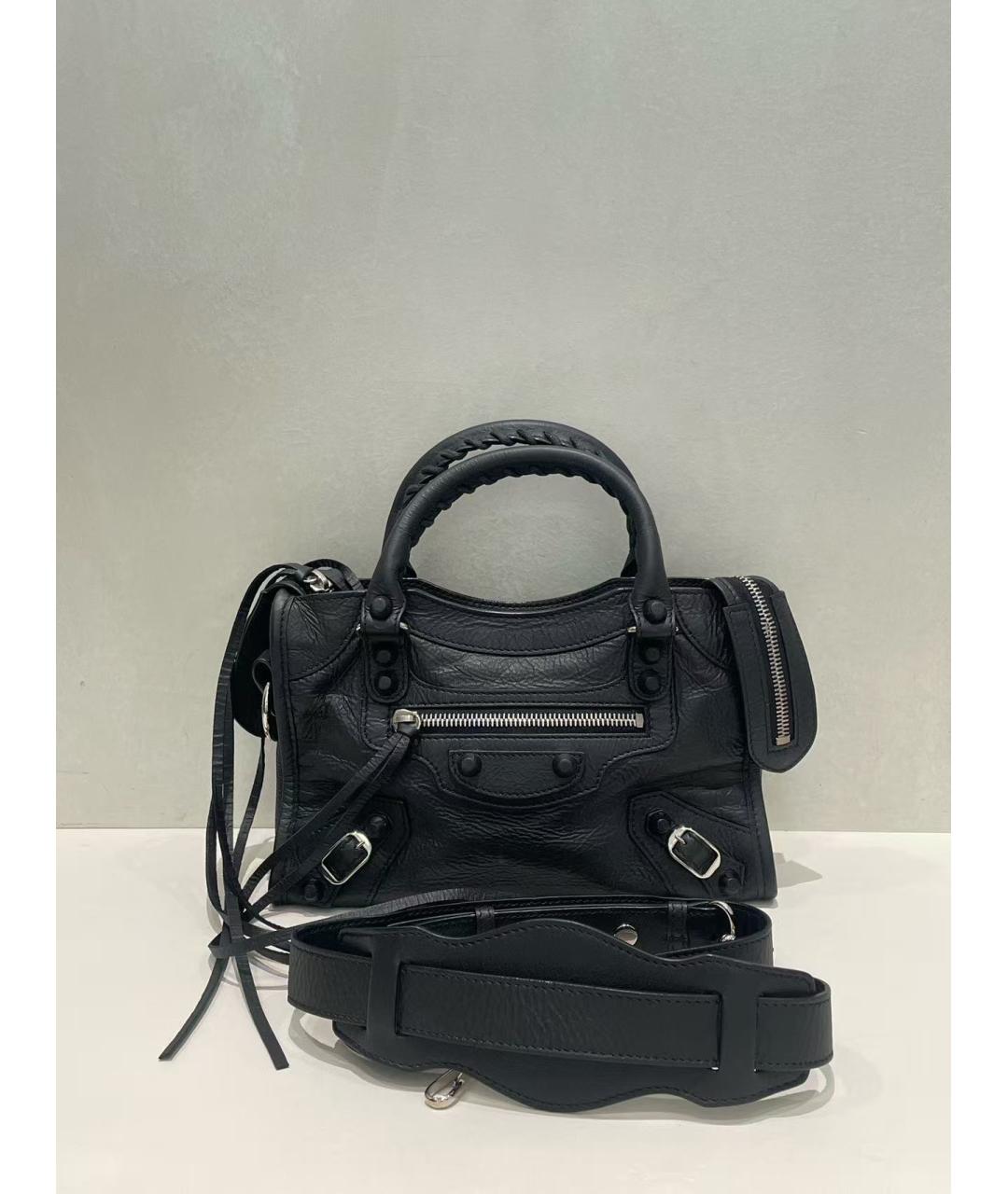 BALENCIAGA Черная кожаная сумка через плечо, фото 2