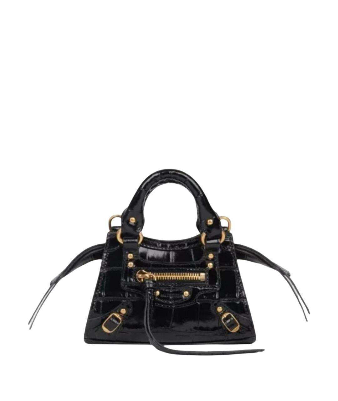 BALENCIAGA Черная кожаная сумка через плечо, фото 1