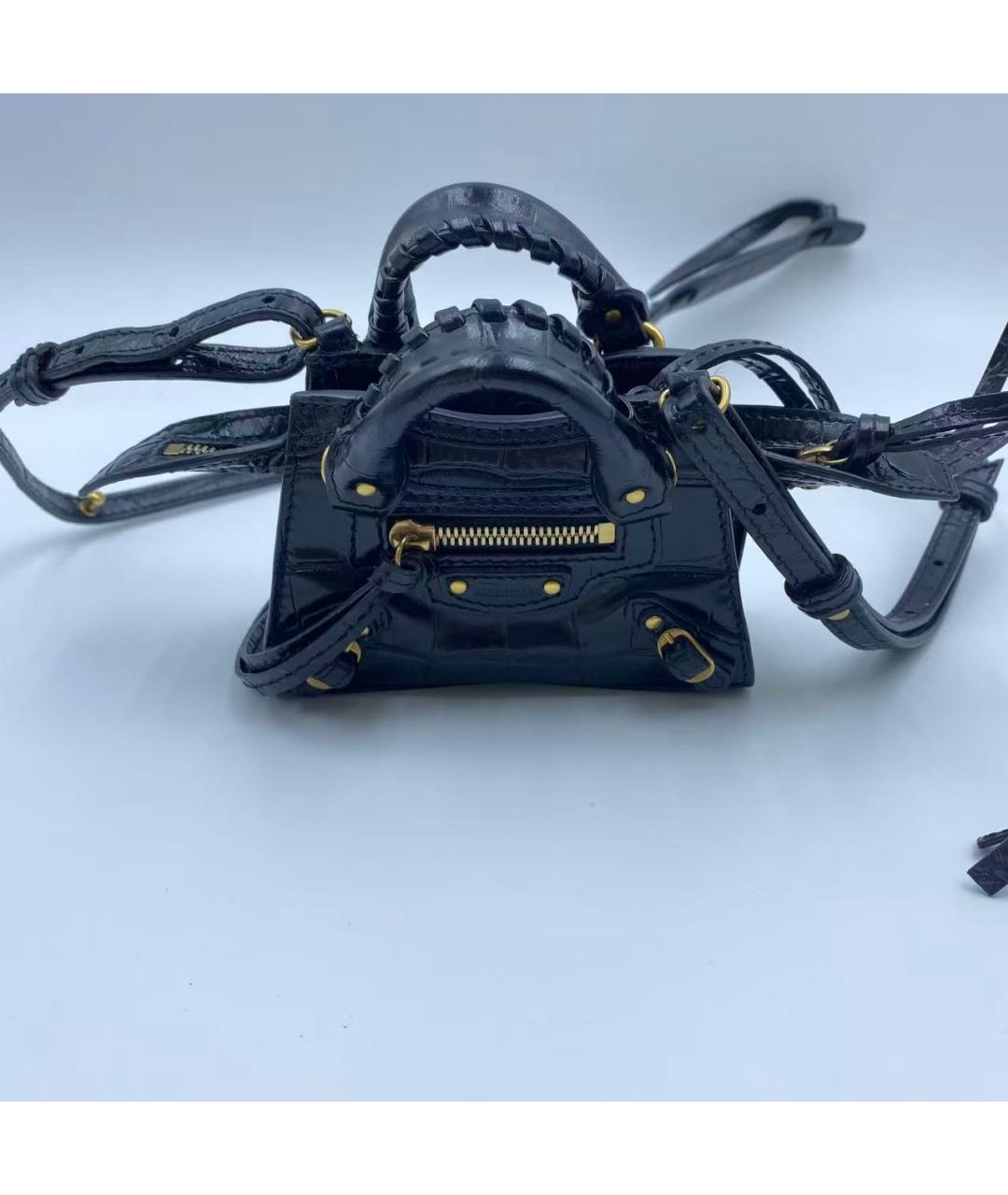 BALENCIAGA Черная кожаная сумка через плечо, фото 2