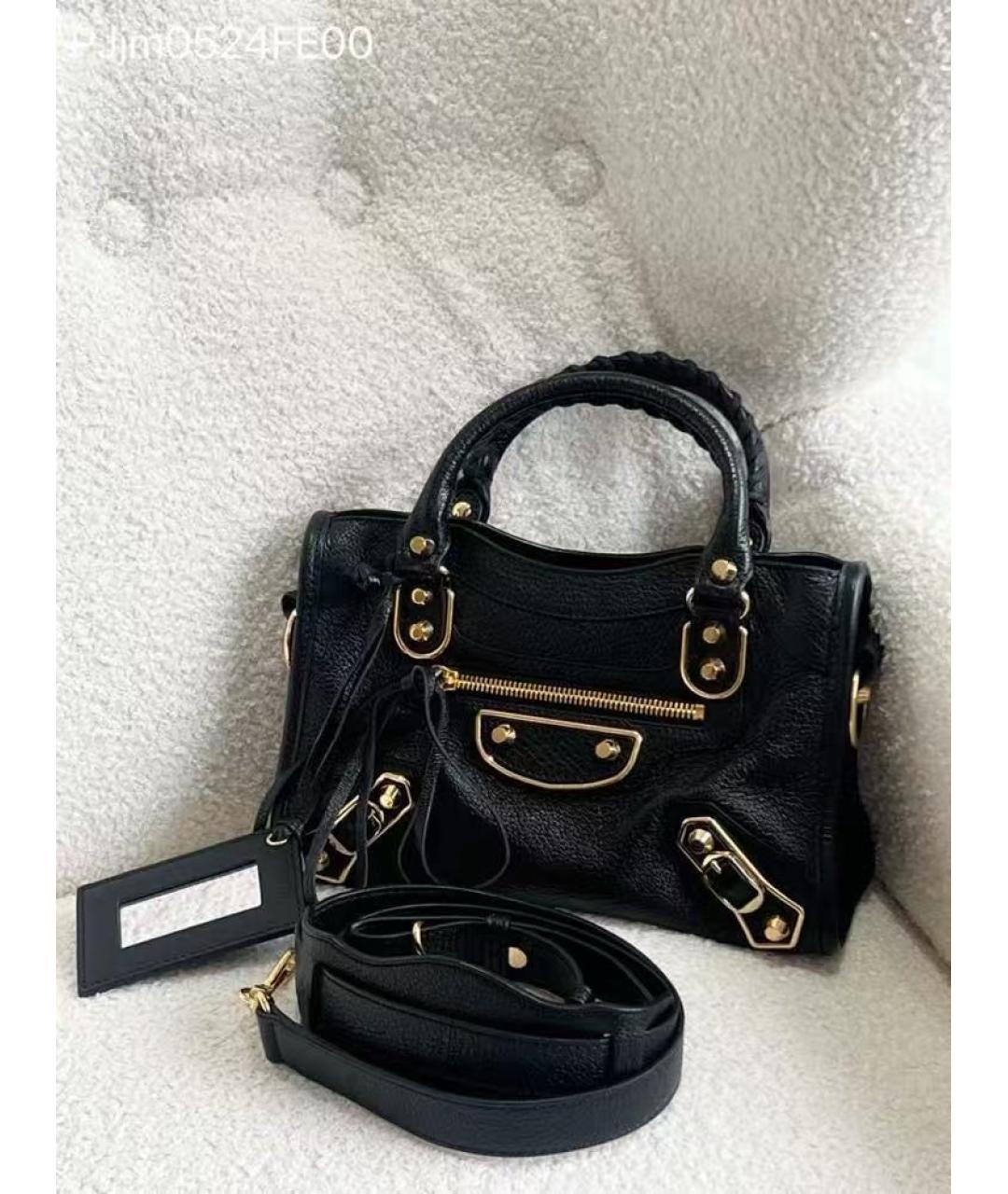 BALENCIAGA Черная кожаная сумка через плечо, фото 2