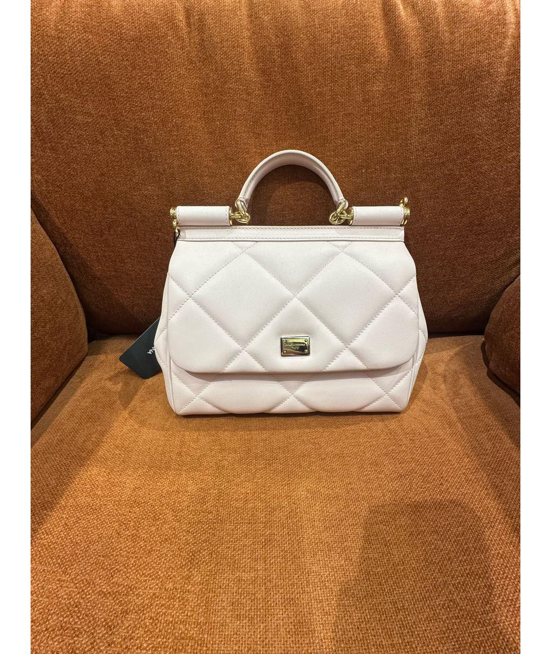 DOLCE&GABBANA Розовая кожаная сумка с короткими ручками, фото 9